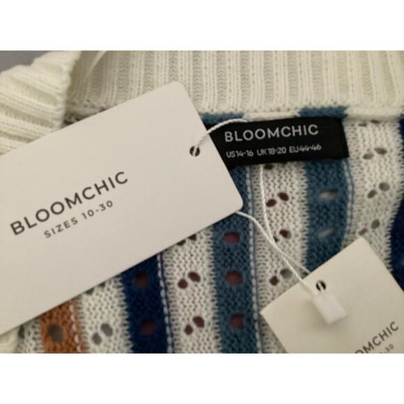 BloomChic vertical striped cardigan button-down front ribbed cuffs and hem sz 14 - Picture 6 of 6